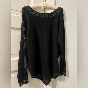 Black Knit Top with Studs